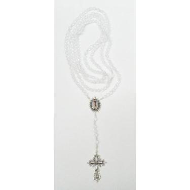 Imagem de Rosário Cristal Prata Nossa Senhora de Fátima 20 Mistérios - Evangeliz