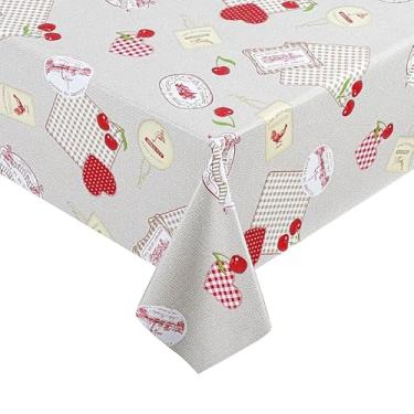 Imagem de Toalha de Mesa Plastico Impermeavel 6 Lugares 2,00 x 1,37M Forro Flanelado Cozinha Prime Luxo (Cerejas do Campo)