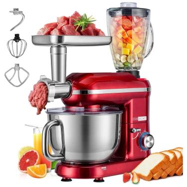 Imagem de Batedeira VIVOHOME 3 em1 5,67L, 6 Velocidades 650W Vermelho
