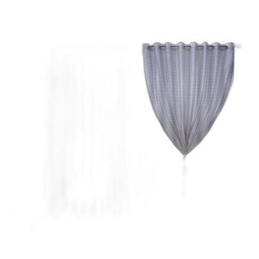 Imagem de Cortina Sala Voal Xadrez Cinza Com Forro Branco 4,00X2,50 - B.F Confec