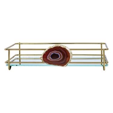 Imagem de Bandeja hara fence ágata dourada 15x25 cm, Marrom