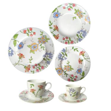 Imagem de Aparelho de Jantar 42 Peças Porcelana Floral Casamiga - Saldão