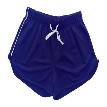Imagem de SHORTS FEMININO EM MALHA MOLETINHO, COM CADARÇO CINTURA, LISA, COR AZUL, MARCA BASIC+, TAMANHOP M