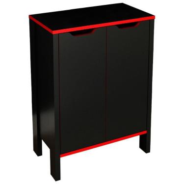 Imagem de Armario Baixo Multiuso 2 Portas Me4164 Preto Vermelho Tecno Mobili Preto Vermelho