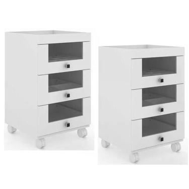 Imagem de Kit 02 Carrinhos Organizador De Maquiagem Pe2013 Branco