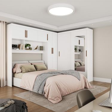 Imagem de Quarto Modulado Casal com Espelho 7 Portas Belém Carioca Móveis - Branco