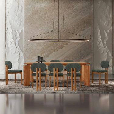 Imagem de Mesa de Jantar Nala 220cm Madeira Tampo Laminado com 8 cadeiras Nala