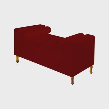 Imagem de Divã Recamier Sofá Félix 100 cm Suede Bordô para Sala de Estar Recepção Quarto