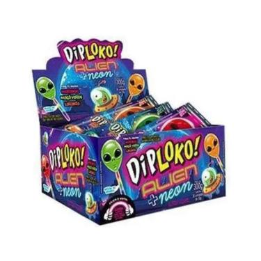 Imagem de Pirulito DipLoko Neon Alien Brilha no Escuro 30u