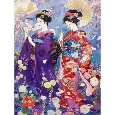 Imagem de HMDIIMGE Pintura de diamante, flores brancas, dançarinos 5D, adultos e iniciantes, kit completo de diamantes, arte de ponto cruz de cristal circular, novos hobbies, decoração de casa, decoração de