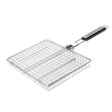 Imagem de Generic Cesta de churrasqueira aço inoxidável, alça dobrável reutilizável Fácil de limpar clipe de grelha portátil para salsichas galinhas peixes ao ar livre