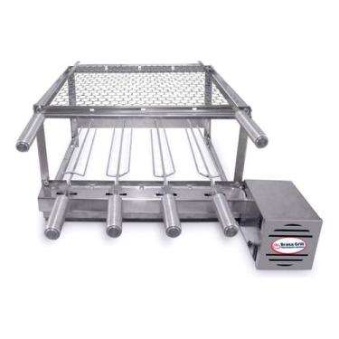 Imagem de Brasa Grill Gira 4 Espetos Churrasqueira Giratória com Grelha Moeda In