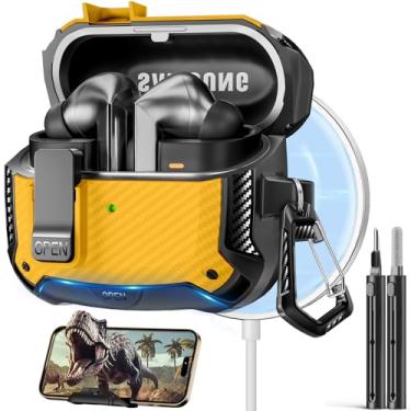 Imagem de Polislime Capa compatível com Samsung Galaxy Buds3 FE (2025)/Buds3 Pro (2024)/Buds 3 (2024) com suporte de telefone, compatível com MagSafe, com design de clipe de bloqueio seguro e kit de limpeza