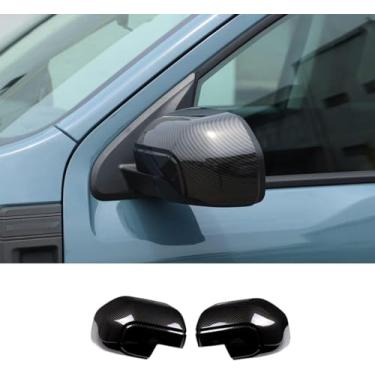 Imagem de Capa de tampas de espelho retrovisor lateral ABS, adequada para For-d Maverick 2022-2025, capa de espelho retrovisor lateral exterior do carro acabamento decorativo (padrão de fibra de carbono)