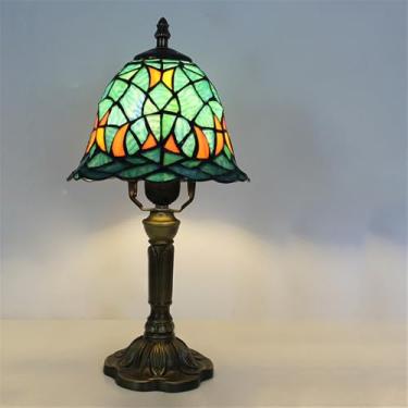 Imagem de OUFULA American Vintage Lâmpada de Mesa LED Luxo Criatividade Sala de Estar Quarto Estudo Quarto de Criança Villa Hotel Cor Vidro Mesa Luz (Estilo 24)