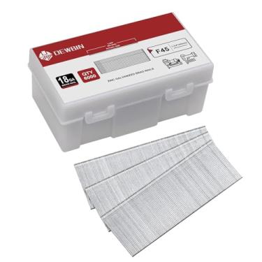 Imagem de DEWBIN Pregos Brad de calibre 18, 6000 unidades de 18 GA, pregos galvanizados para pistola de pregos, pregos de acabamento para pistola de pregos pneumática, elétrica