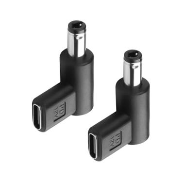 Imagem de GINTOOYUN Adaptador De Conector De Alimentação Dc 12V 2 Peças, Ângulo De 90 Graus, Fêmea Usb C Para Macho Dc 5,5 Mm X 2,5 Mm, Conversor De Entrada Usb Tipo C De 12V Para Adaptador De Saída Dc5521 (