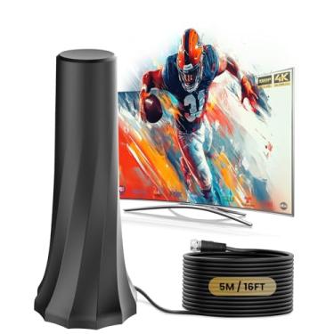 Imagem de RTKJEQQ Antena De Tv Interna 2025 De Longo Alcance, 1.600 Km, Suporta Antena Digital 4K 1080P Para Smart Tv Interna Com Amplificador De Sinal, Cabo Coaxial Hdtv De 4,8 M