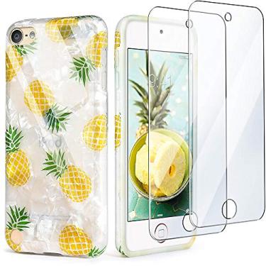 Imagem de Capa para iPod Touch 7ª geração com 2 protetores de tela, Capa para iPod Touch 6 iPod 5 da IDWELL, Capa protetora de TPU macia antiarranhões e flexível, Yellow Pineapple