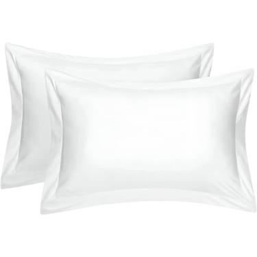 Imagem de SLEEP-NEST Truly 600 TC | Fronha King Super Macia 51 x 91 cm Conjunto de 2 Algodão Egípcio de Grampo Longo - Protetor de Travesseiro Decorativo Estilo Hotel Decorativo para Casa, Capa de Almofada Premium Suave - Branca