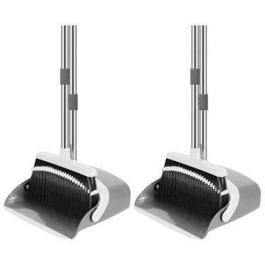 Imagem de NACENA Conjunto de vassoura e pá de lixo, cabo ajustável de 132 cm de comprimento, conjunto de pá de lixo com dentes de pá de lixo para limpar automaticamente o cabelo, adequado para casa, cozinha,