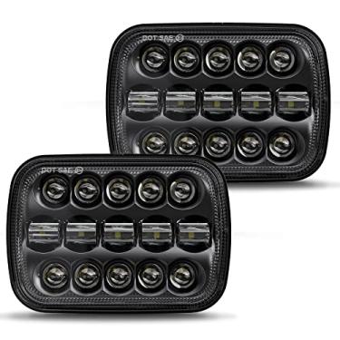 Imagem de BICYACO DOT 110 W 5 x 7 7 x 15 polegadas Faróis de LED alto/baixo farol selado farol farol farol compatível com Jeep Wrangler YJ Cherokee XJ Kenworth T300 1997-2010 H4 Plug H6054 H5054 6054 6052