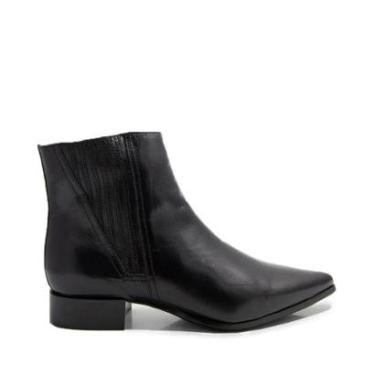 Imagem de Bota Mezzo Punto Couro Preto Salto Baixo-Feminino