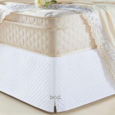 Imagem de Saia Cama Box Tunísia Solteiro Microfibra Matelada c/ Pingente - Branc