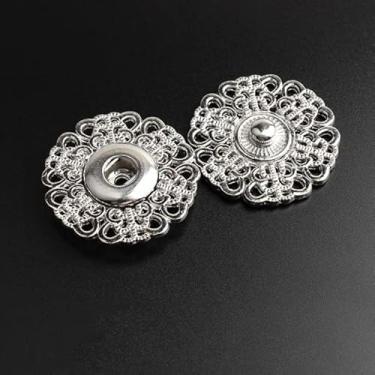 Imagem de 10pcs Metal Coealed Botões Floco De Neve Oco Casaco Blusão Jaqueta Liga Invisível Snap Botões, 10pcs S4, 30mm