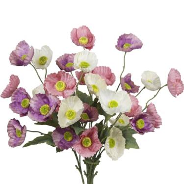 Imagem de CITYES 6 peças de flores artificiais, série roxa, Poppy Beauty