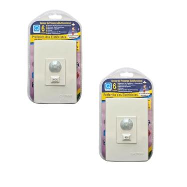 Imagem de KIT 2 Sensor de Presença Embutir 180° com Fotocélula e Chave Bivolt Para Parede Caixa 4x2 | Branco | Compatível com Lâmpadas LED, Fluorescentes e Incandescentes
