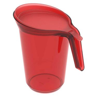 Imagem de Jarra de Plástico com Tampa 2L Crippa Água Suco Bebidas Vermelho Transparente
