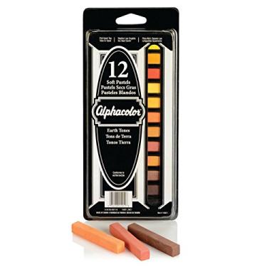 Imagem de Quartet Pastéis quadrados macios Alphacolor, tons de terra, 12 pastéis por conjunto (145011), multicolorido
