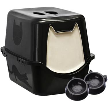 Imagem de Caixa Areia Fechada Banheiro Toalete Sanitário Gato Antiodor (All Black)