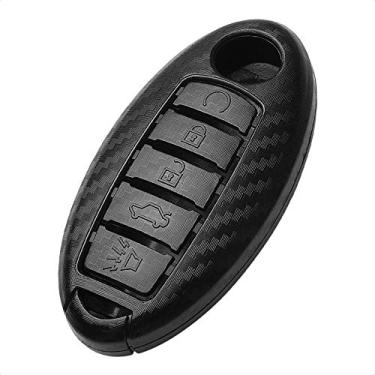 Imagem de Tangsen Smart Key Fob Capa para Infiniti JX35 Q50 Q60 QX56 QX60 QX80 Nissan Altima Armada Maxima Murano 5 botões Controle remoto de entrada sem chave Capa protetora personalizada Textura de fibra de carbono de plástico