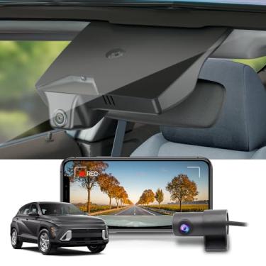 Imagem de Fitcamx Frente 2160P+Traseiro 1080P Dash Cam para Hyundai Kona 2023-2025 & Kona Electric (Part No#BE010), OEM Estilo, DUAL HD Vídeo, WiFi & APP, Loop Gravação, G-Sensor, Fácil de Usar, 128GB Cartão