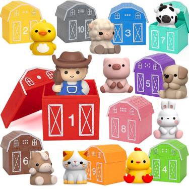 Imagem de Brinquedo didático Aigybobo Farm Animals Barn, 20 unidades de 1 a 3 anos