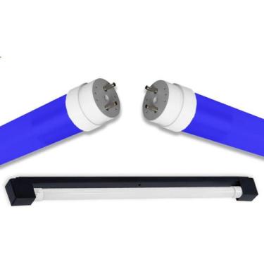 Imagem de Kit Calha Sobrepor Tubular Led 1,2m Preto Lâmpada Colorida 20w Ilumina