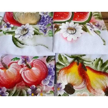 Imagem de 5 Panos De prato Pinturas feito a Mão Coloridos Artesanal - Danivi Enx