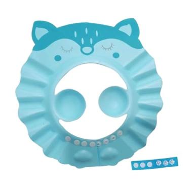 Imagem de MERIGLARE Capinho de chá de chá de bebê chapéu de chapéu de chuveiro acessórios para lavar cabelo fofo de viseira boné de banho para crianças de 0 a 9 anos, Azul