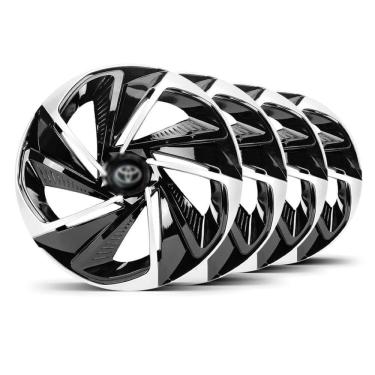 Imagem de Jogo 4 Calota Nitro Aro 14 Preta e Prata Elitte 4804