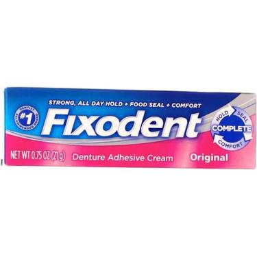 Imagem de Fixodent Creme Adesivo para Dentaduras Original 21g  Fixação Forte e D