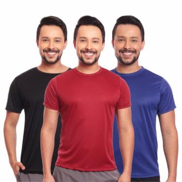 Imagem de Kit 3 Camisas Masculina Manga Curta Dry Fit Proteção Uv - Brás e Cia, 