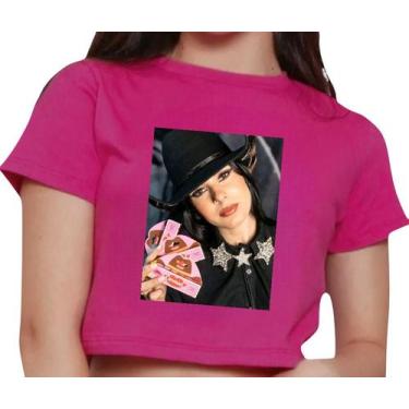 Imagem de Cropped Infantil Blusa Manga Curta Estampa Ana Castela Carmed Cantora 