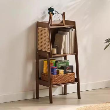 Imagem de Estante de madeira sólida, prateleira de livros modernos unidades de prateleira em pé com armazenamento, estantes de livros para sala de estar, quarto, escritório, móveis de decoração de cas