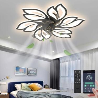 Imagem de BESKETIE Ventilador De Teto Sem Lâminas 25,6" Com Controle Remoto, Ventiladores Modernos Perfil Baixo, Luzes Led Reguláveis Em 3 Cores E 6 Velocidades Vento Para Quarto, Sala Estar, Quarto Infantil