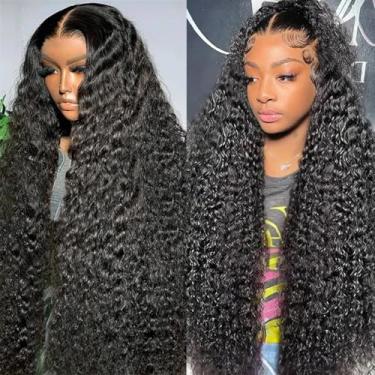 Imagem de Zormsert Peruca De Renda Frontal Com Ondas Profundas, Cabelo Humano, Densidade 200%, 13X6 Hd, Transparente, Pré-Depilada, Cacheada, Molhada E Ondulada, Natural, Preta, Baby 32"