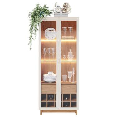 Imagem de Cristaleira Guanabara 2 Portas De Vidro Com Adega Off White-freijó - Pr Móveis Off Whit...
