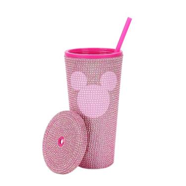 Imagem de Orelhas de Mickey Mouse Disney 590 ml Copo de plástico cravejado de strass rosa
