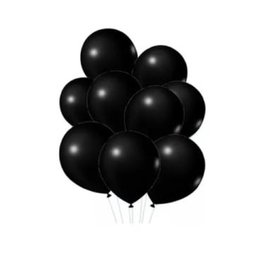Imagem de Balão Colorido Tamanho 9 Liso Bexiga Aniversário 50un Festa (Preto)